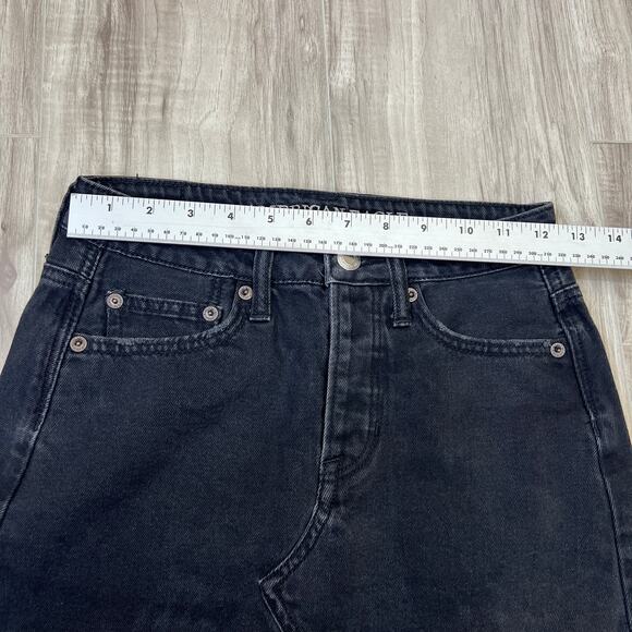 American Eagle Black Jean Denim Cut off Mini Skirt size Button Fly 00 - Picture 3 of 8